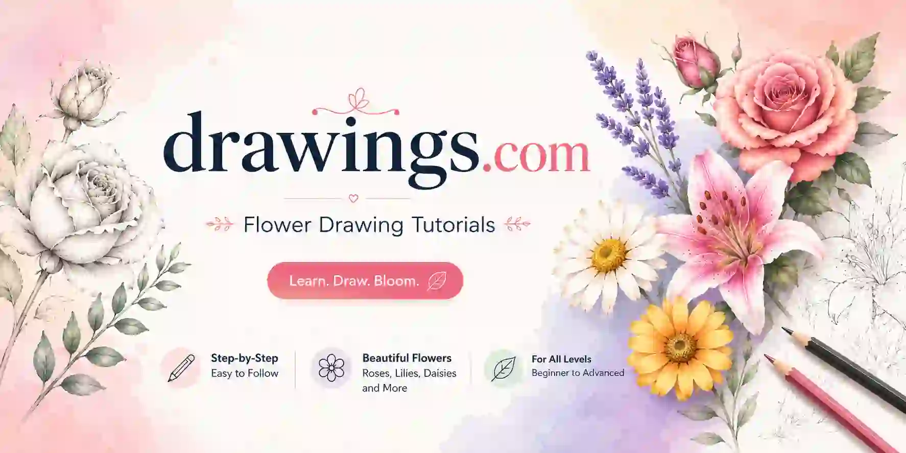 flowers drawing Realistic Flower Drawing